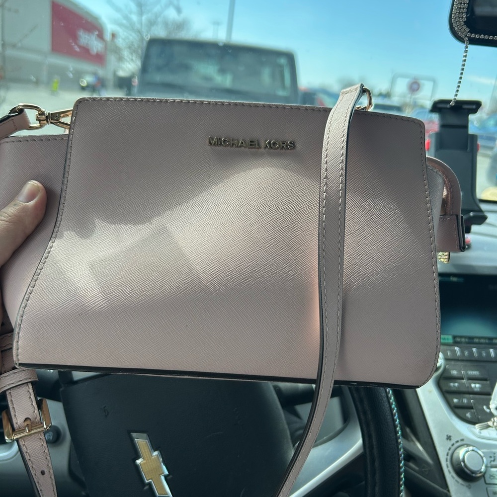 Michael Kors Pink Saffiano Leather Crossbody Bag and matching wallet